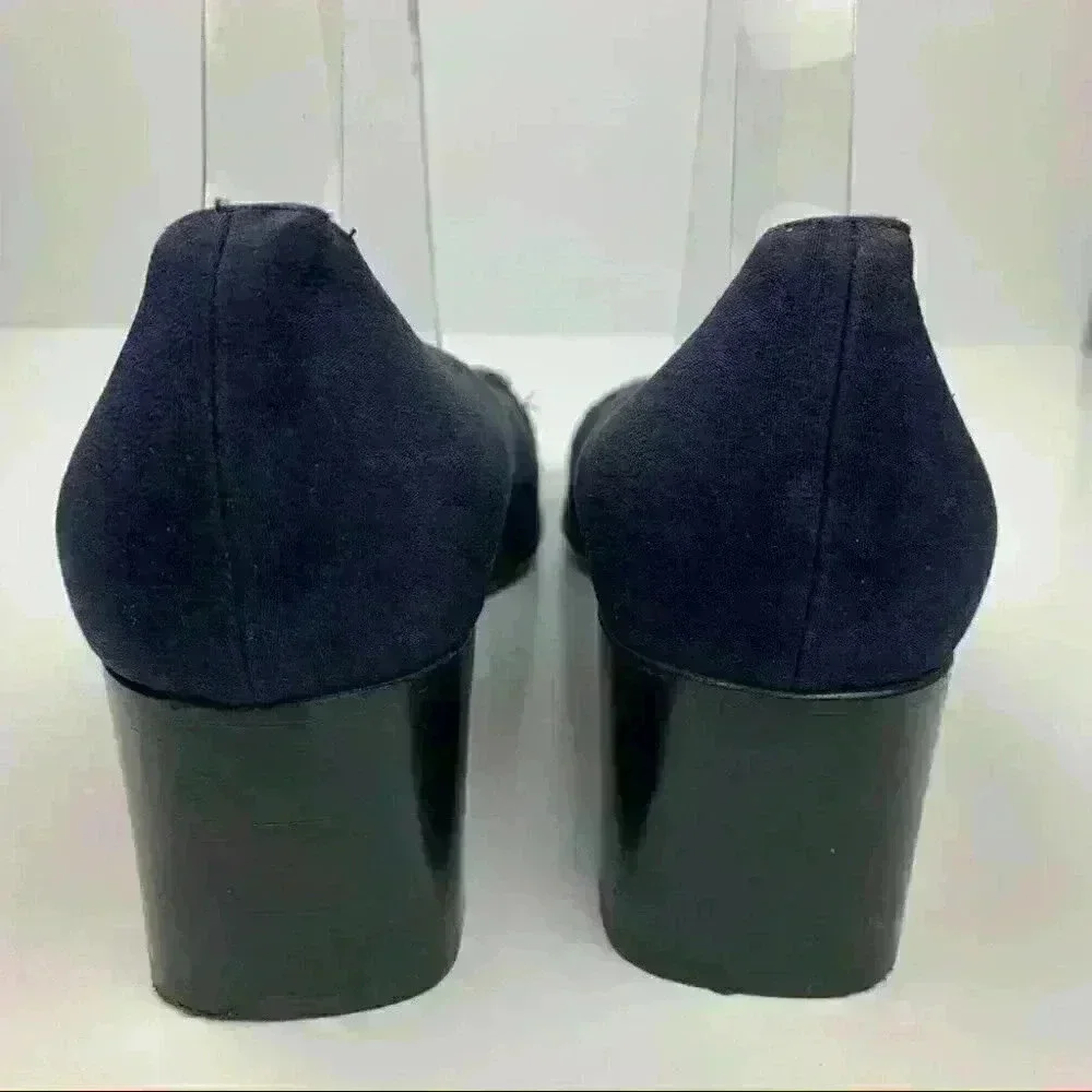 Franca Carraro Monique heels size 39.5 navy blue Italian leather vintage 90s